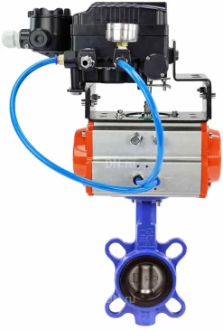 Затвор дисковый поворотный DN.ru WBV1413E-2W-Fb-H Ду150 Ру16, корпус - чугун GGG50, диск - чугун GGG40, уплотнение - EPDM, с пневмоприводом PA-SA-140 и электропневматическим поворотным позиционером YT-1000RSN без обратной связи