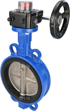 Затвор дисковый поворотный DN.ru WBV1631E-2W-Fb-ISO-H Ду65 Ру25 межфланцевый, корпус - чугун QT450, диск - нержавеющая сталь 304, уплотнение - EPDM, с редуктором DN.ru HGB RQN1-180Z