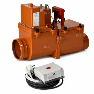 Клапан обратный канализационный (затвор) HL HL710.2EPC Дн110 безнапорный 2-х камерный с электроприводом с двумя лючками, с выходом для ПК