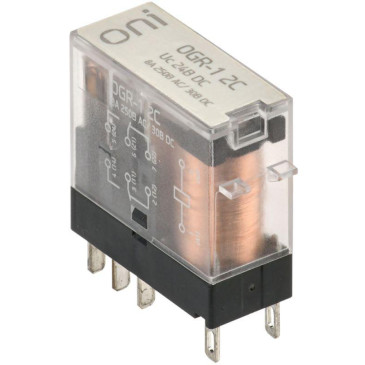 Реле промежуточное ONI OGR-1 интерфейсное, 8 A, 24 В, DC, 2NO+2NC, 2 переключающих контакта, IP20