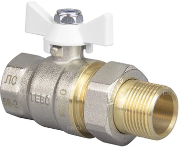 Кран шаровой TEBO КШ.402.КБ 3/4″ Ду20 Ру40 полнопроходной, латунь CW617N, никелированный, уплотнние - PTFE, внутренняя резьба / наружная резьба, ручка-бабочка