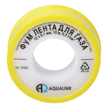 Лента ФУМ AQUALINK для газа 12 х 0,1 мм, 10 м 