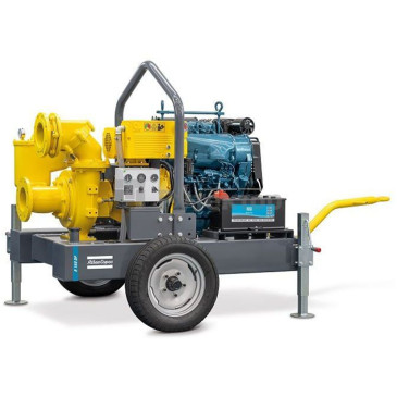 Мотопомпа Atlas Copco R150DP дизельная, патрубки 6″ 150 мм, 4-тактный двигатель 33 л.с., напор - 30 м, производительность - 8000 л/мин