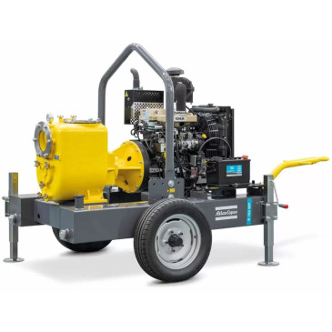 Мотопомпа Atlas Copco R150WP дизельная, патрубки 6″ 150 мм, 4-тактный двигатель 29.5 л.с., напор - 27.5 м, производительность - 5670 л/мин