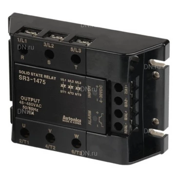 Реле твердотельное Autonics SR3-1475 трехфазное, ток нагрузки 75А, нагрузка 48-480В, входное напряжение 4-30В, под съемный радиатор