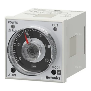 Таймер Autonics AT8N универсальный аналоговый, 8-контактный штекер, рабочий режим - установка времени, 100-240В