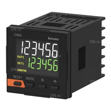 Счетчик-таймер Autonics CX6M-2P4 цифровой, 6-разрядный, 72х72мм, выход релейный + ТТР, входной сигнал PNP/NPN, 100-240VAC, IP50
