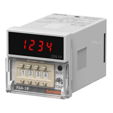 Счетчик Autonics FS4-1P4 4-разрядный, 7-сегментный светодиодный индикатор, 8-контактный штекер, 100-240В, IP20