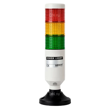 Колонна светосигнальная Autonics PL4GB-302-RYG диаметр - 45мм, основание корпуса - 89мм, постоянное свечение, с зуммером, цвет - красный/желтый/зеленый, 24В, IP52