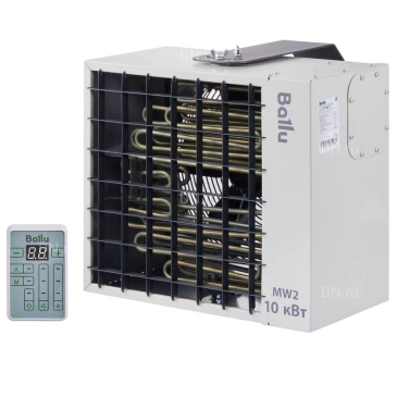 Тепловентилятор Ballu BHP-MW2-10 ТЭН, подвесной, мощность - 10кВт, площадь - 100м2, производительность - 1600м3/час, IP54, нагрев воздуха - 19°С