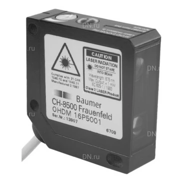 Датчик лазерный Baumer OHDM 16P5001 диффузный, расстояние срабатывания 25-300мм, выходная цепь PNP, 8об., кабель 4pin 2м, корпус - металл, IP67