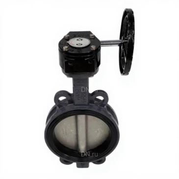 Затвор дисковый поворотный Benarmo Ду400 Ру16 межфланцевый, корпус - чугун GGG50, диск - нержавеющая сталь AISI 316, уплотнение - NBR, с редуктором