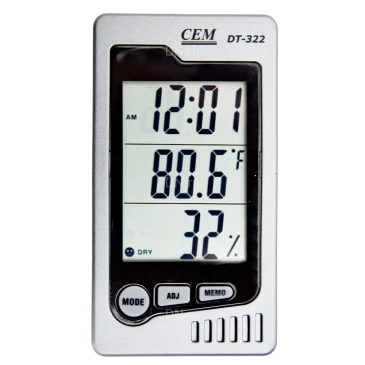 Термогигрометр CEM DT-322 цифровой, диапазон измеряемых температур от 0 до +50°C, диапазон измеряемой влажности - 10-95%