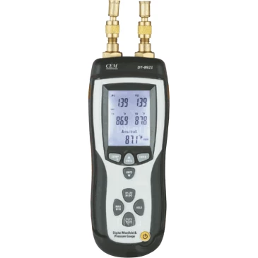 Манометр CEM DT-8921 дифференциальный цифровой с функцией термометра, диапазон измерения давления от 96 до 4000кПа, диапазон измерения температуры от -60 до 537°C