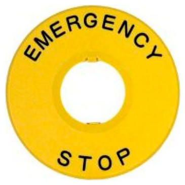Шильдик аварийной остановки CHINT NP2-BY9330 диаметр – 60 мм, с надписью, цвет – желтый