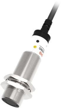 Датчик оптический LANBAO PR18-DM3ATO двухпроводный, цилиндрический, материал корпуса - латунь, никелированный, инфракрасный светодиод - 880нм, настройка - NO, рабочая дистанция - 3м, напряжение - 30В, IP67, кабель - 2м