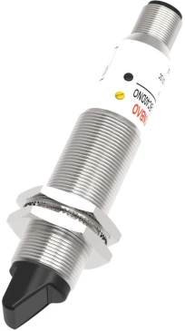 Датчик оптический LANBAO PR18G-DM3DPO-E2, цилиндрический, материал корпуса - латунь, никелированный, инфракрасный светодиод - 880нм, выход - PNP, настройка - NO, рабочая дистанция - 3м, напряжение - 30В, IP65, разъем - M12