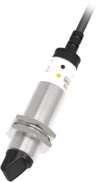 Датчик оптический LANBAO PR18G-DM3DNR, цилиндрический, материал корпуса - латунь, никелированный, инфракрасный светодиод - 880нм, выход - NPN, настройка – NO/NC, рабочая дистанция - 3м, напряжение - 30В, IP65, кабель - 2 м
