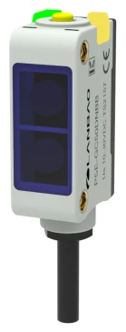 Датчик рефлекторный LANBAO PSE-GC50DPBB, прямоугольный, материал корпуса - пластик, синий свет - 460нм, выход - PNP, настройка - NO/NC, рабочая дистанция - 50см, напряжение - 30В, IP67, кабель - 2м