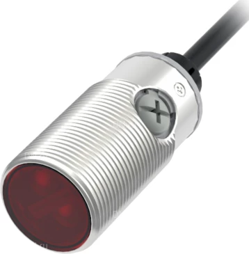 Датчик оптический LANBAO PSM-GM2DNBR, цилиндрический, материал корпуса - латунь, никелированный, красный свет - 640нм, выход - NPN, настройка - NO/NC, рабочая дистанция - 2м, напряжение - 30В, IP67, кабель - 2м