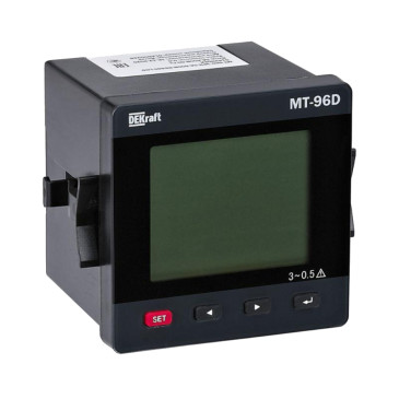 Мультиметр DEKraft МТ-96D цифровой трехфазный, 600В 5А, размер - 96х96 мм, LCD-дисплей, RS-485