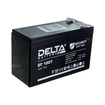 Аккумуляторная батарея Delta DT 1207 151х65х102мм, напряжение - 12В, емкость - 7Ач, тип клеммы - FASTON (зажим) 4.8мм