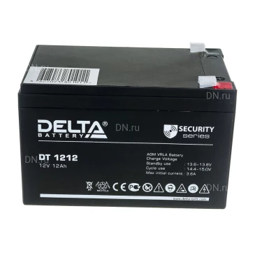 Аккумуляторная батарея Delta DT 1212 151х98х101мм, напряжение - 12В, емкость - 12Ач, тип клеммы - FASTON (зажим) 6.35мм