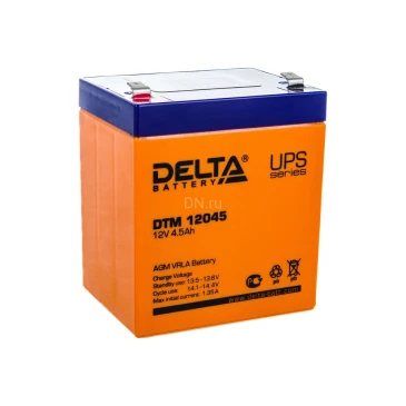 Аккумуляторная батарея Delta DTM 12045 90х70х107мм, напряжение - 12В, емкость - 4.5Ач, тип клеммы - FASTON (зажим) 4.8мм