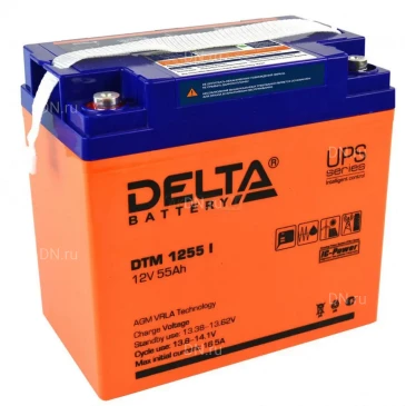 Аккумуляторная батарея Delta DTM 1255 I 228х137х214мм, напряжение - 12В, емкость - 55Ач, тип клеммы - под болт M6