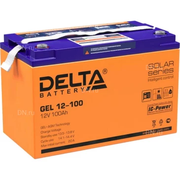 Аккумуляторная батарея Delta GEL 12-20 181х77х167мм, напряжение - 12В, емкость - 20Ач, тип клеммы - болт+гайка 5.5мм