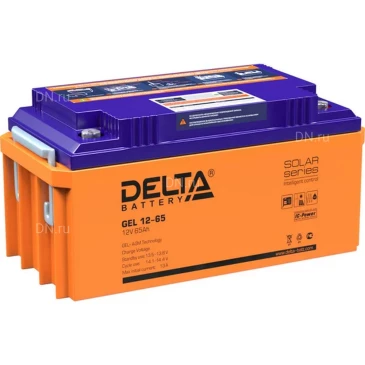 Аккумуляторная батарея Delta GEL 12-65 350х167х173мм, напряжение - 12В, емкость - 65Ач, тип клеммы - под болт M8