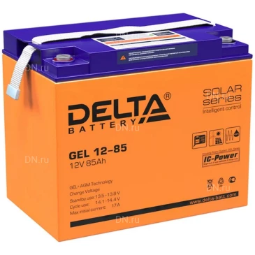Аккумуляторная батарея Delta GEL 12-85 260х168х219мм, напряжение - 12В, емкость - 85Ач, тип клеммы - под болт M6
