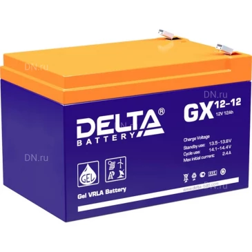 Аккумуляторная батарея Delta GX 12-12151х95х101мм, напряжение - 12В, емкость - 12Ач, тип клеммы - FASTON (зажим) 6.35мм