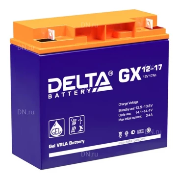 Аккумуляторная батарея Delta GX 12-17181х77х167мм, напряжение - 12В, емкость - 17Ач, тип клеммы - болт+гайка 5.5мм