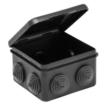 Коробка распределительная Ruvinil ОП 80x80x50 откидная крышка, корпус - полипропилен, цвет - черный