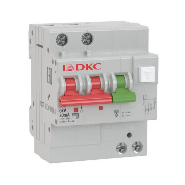 Автоматический выключатель дифференциального тока двухполюсный DKC MDV63 2P (1P+N) C16 A30, ток утечки 30 мА, сила тока 16 А