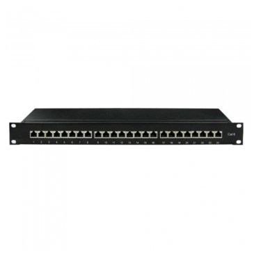 Патч-панель DKC FTP 19″ экранированная, 24 порта RJ45, категория - 6, высота - 1U, цвет - черный