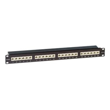 Патч-панель DKC FTP LSA 19″ экранированная, 24 порта RJ45, категория - 6A, высота - 1U, цвет - черный