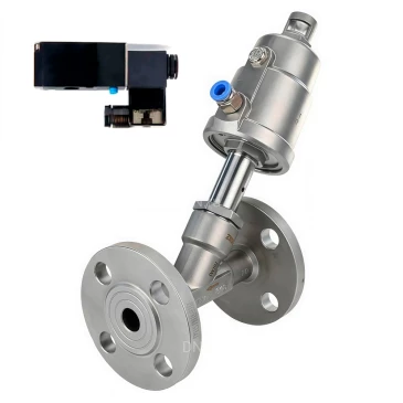 Клапан отсечной пневматический DN.ru VSP3231P-F-1PNC Ду32 Ру25, корпус - нержавеющая сталь CF8M (AISI 316), корпус привода - нержавеющая сталь CF8 (AISI 304), с пневмораспределителем DN.ru 3V210-06-NC DC24V