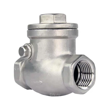 Клапан обратный DN.ru VCT3131-T 1 Ду25 Ру16 ZGY резьбовой, поворотный, корпус - нержавеющая сталь CF8/AISI 304, диск - нержавеющая сталь CF8/AISI 304, уплотнение - PTFE