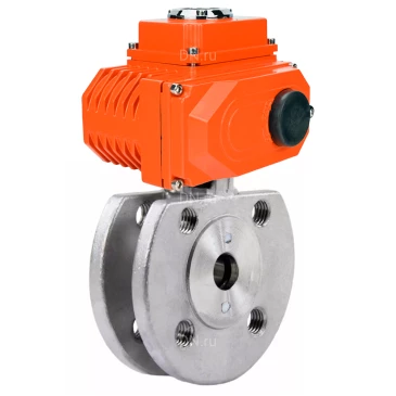 Кран шаровой DN.ru BV3232P-FP-Fb-ISO-H Ду15 Ру16 полнопроходной, межфланцевый, корпус - нержавеющая сталь SS316, уплотнение - PTFE, с электроприводом DN.ru QT-N-003EM-O1-220VAC-У1 HARK