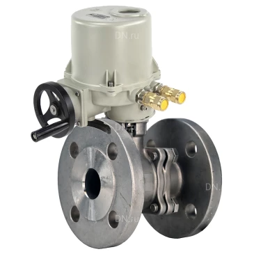 Кран шаровой DN.ru BV3232P(2pc)-FP-F-ISO-H WDVF Ду125 Ру16 полнопроходной, фланцевый, корпус - нержавеющая сталь 316, уплотнение - PTFE, с электроприводом ГЗ-ОФВ-400/14М 380В