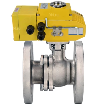 Кран шаровой DN.ru BV3232P(2pc)-FP-F-ISO-H WDVF Ду100 Ру16 полнопроходной, фланцевый, корпус - нержавеющая сталь 316, уплотнение - PTFE, с электроприводом DN.ru QT-N-030EM-B1-220VAC-У1 DAR