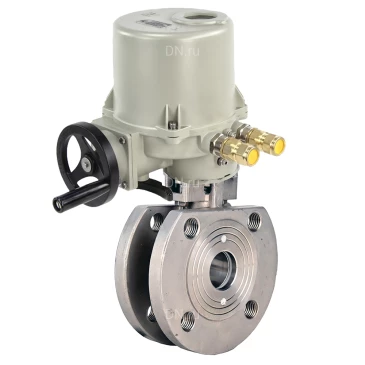 Кран шаровой DN.ru BV3232P-FP-Fb-ISO-H WDVF Ду100 Ру16 полнопроходной, межфланцевый, корпус - нержавеющая сталь 316, уплотнение - PTFE, с электроприводом ГЗ-ОФВ-200/14М 380В