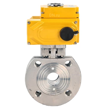Кран шаровой DN.ru BV3232P-FP-Fb-ISO-H WDVF Ду50 Ру16 полнопроходной, межфланцевый, корпус - нержавеющая сталь 316, уплотнение - PTFE, с электроприводом QT-N-005EM-O1-24VDC-У1