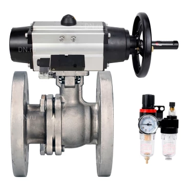 Кран шаровой DN.ru BV3232P(2pc)-FP-F-ISO-H WDVF Ду80 Ру16 полнопроходной, фланцевый, корпус - нержавеющая сталь 316, уплотнение - PTFE, с пневмоприводом PA-DA-105-1, пневмораспределителем 4М310-08 24В NAMUR и БПВ AFC2000