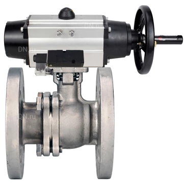 Кран шаровой DN.ru BV3232P(2pc)-FP-F-ISO-H WDVF Ду80 Ру16 полнопроходной, фланцевый, корпус - нержавеющая сталь 316, уплотнение - PTFE, с пневмоприводом PA-DA-105-1 и пневмораспределителем 4М310-08 220В NAMUR