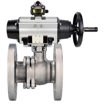 Кран шаровой DN.ru BV3232P(2pc)-FP-F-ISO-H WDVF Ду80 Ру16 полнопроходной, фланцевый, корпус - нержавеющая сталь 316, уплотнение - PTFE, с пневмоприводом PA-DA-105-1, пневмораспределителем 4V320-08 220В NAMUR и БКВ APL-510N EX