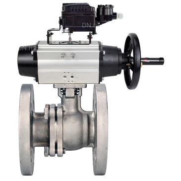 Кран шаровой DN.ru BV3232P(2pc)-FP-F-ISO-H WDVF Ду100 Ру16 полнопроходной, фланцевый, корпус - нержавеющая сталь 316, уплотнение - PTFE, с пневмоприводом PA-DA-105-1 и электропневматическим поворотным позиционером YT-1000RSN с обратной связью