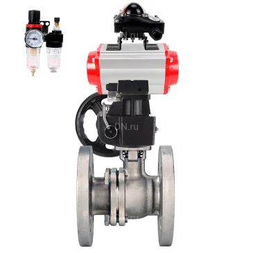 Кран шаровой DN.ru BV3232P(2pc)-FP-F-ISO-H WDVF Ду200 Ру16 полнопроходной, фланцевый, нержавеющая сталь 316, PTFE, с пневмоприводом PA-DA-160, пневмораспределителем 4М310-08 24В NAMUR, БКВ APL-210N, БПВ AFC2000 и ручным дублером MON4-1200-T54-ISO